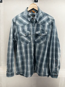 Camisa Orvis Para Hombre Grande Azul Blanco Rayas Manga Larga Western Pearl Snap Rodeo - Imagen 1 de 10