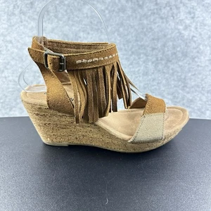 Minnetonka Mohn Fransen Keilabsatz Sandalen Damen 7 Southwestern Wildleder Leder Schuhe - Bild 1 von 12