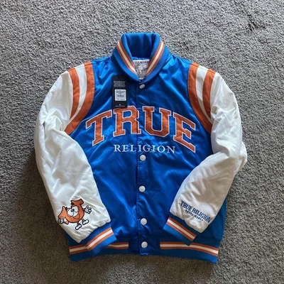 Chaqueta Bomber True Religion Recuerdo Universitaria Azul Imperial/Blanco Mediana NUEVA Foto 1 de 4