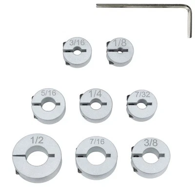 8er Set Bohrerhalter mit Tiefenbegrenzungsringen für präzise Holzbearbeitung - Bild 1 von 4