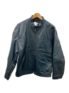 Schott Men's L Blue Leather Single Rider Jacket - Picture 1 of 5