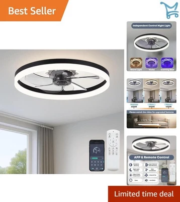 20 Inch Ceiling Fan with Light LED Dimmable Remote & App Quiet DC Motor - Image 1 of 4