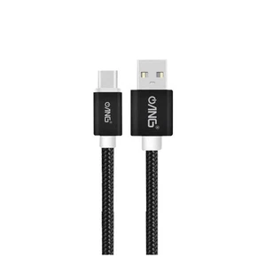 ANG Nylon Braided USB-C 2M 3.0A USB Fast Charge / Sync Cable - Black - Picture 1 of 1