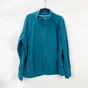 Tek Gear 2X Plus Womens Teal Blue Full Zip Fleece Lightweight Jacket - Picture 1 of 6