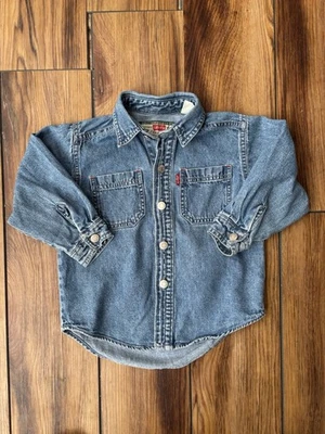 Vintage 90s Levi's Toddler Button Down Denim Shirt Red Tab Metal Buttons Sz 3T - Image 1 of 4