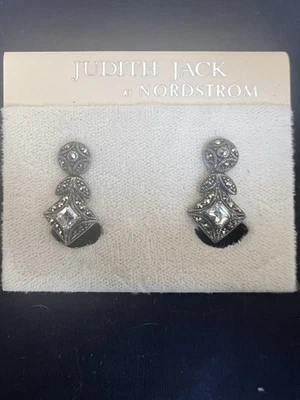 复古 Judith Jack 银色和水钻耳环 238 — 第 1/4 张图片