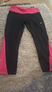 Nike Damen Dri-Fit Power Racer Crop Laufleggings Pink/Schwarz Damen Gr. S - Bild 1 von 4