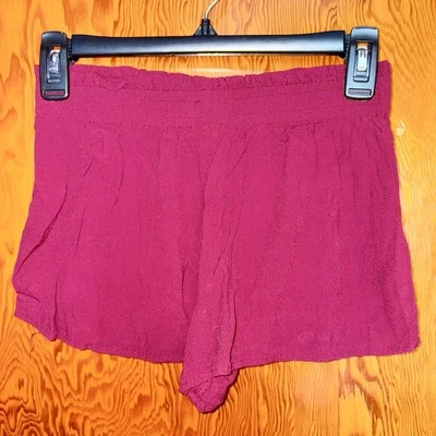 Forever 21 Flowy Shorts Women’s Size Small Burgandy Crinkle Gauze - Image 1 of 3