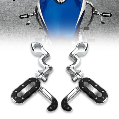 Highway Pegs W/ Flip-out Heel Rest For Harley Dyna Sportster Softail 1-1/4" Bars Foto 1 de 4