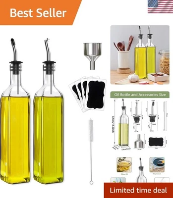 Juego de 2 piezas de aceite de oliva y vinagre con caños fáciles de verter y accesorios esenciales Foto 1 de 4