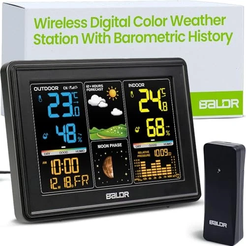 BALDR Weather Station Moon Phase Barometric Pressure Thermo-hygrometer w/ Sensor - Image 1 of 1