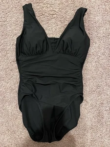8P Lands End Slender Grecian Badeanzug Bauchkontrolle schwarz - Bild 1 von 3