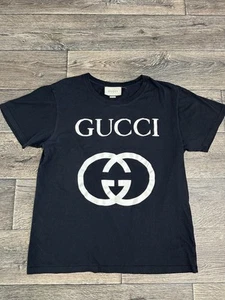 GUCCI T-shirt uomo nera logo GG Medium - Foto 1 di 11