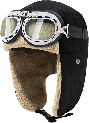 Sombrero y gafas de aviador de colección accesorios de disfraz orejeras de piel trampa para soldados Foto 1 de 4