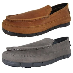 Crocs Mens Stretch Sole Leather Loafer Shoes - Picture 1 of 7