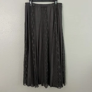 Lapis Lagenlook Spitzeneinsatz Maxirock Grau Damen L Whimsigoth Witchy Boho Grunge - Bild 1 von 9