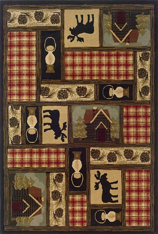 Brown Lodge новинка клетчатый деревенский лоскутный ковер 1067A - апрель 3 фута 10 дюймов x 5 футов 5 дюймов - Изображение 1 из 1