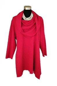 Ali Miles Damen Top Gr. XL rot Wasserfallausschnitt Strick Damen Lagenlook Tunika 14 16 - Bild 1 von 6