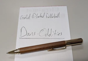 Wood And Gold Capped Rollerball - Hand Turned Wood Gift Pen - Picture 1 of 6