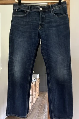 Jack & Jones ‘Mike’ Original Indigo Knit Comfort Fit Jeans Blue Denim 38W X  32L - Image 1 of 4