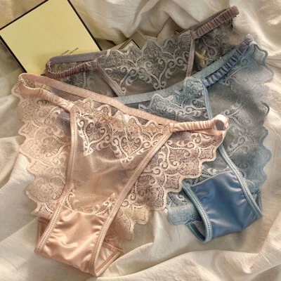 Sexy Women's Lace Sheer Panties Briefs Lingeries French Lady Underwear Solid ↕ - Image 1 of 4