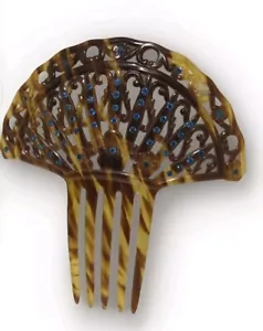 Art Deco Haarkamm 6x5,75" Faux Schildpatt Spanischer Stil Schnörkel Design Haar - Bild 1 von 6