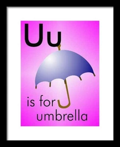 U is for umbrella - Art Print Home Decor Wall - Flashcard (frame not included) - Picture 1 of 4