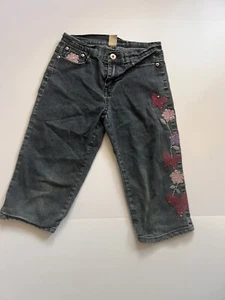 Vintage Y2K Early 2000’s Arizona Jeans Capri Pedal Pusher Denim Butterfly Sz 12 - Picture 1 of 10