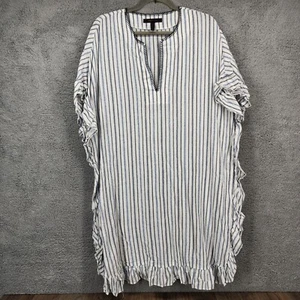 BCBGMAXAZRIA Womens Med/Large Striped V-Neck Cotton Blend Beachy Dress Cover-Up - Picture 1 of 7
