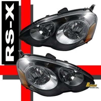 JDM Black Housing Headlights RH + LH For 02 03 04 Acura RSX DC5  - Image 1 of 3
