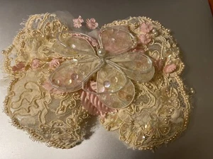 Vintage Lace Headpiece Beaded No Damage - Picture 1 of 4