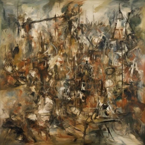 Quadro Stampa Arte Parete Tela Stile Moderno Astratto Marrone Crema e Nero - Foto 1 di 1