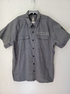 ICON One Thousand Motorcycle Shirt Short Sleeve Button Down Grey Mens 3XL 