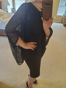 CEJON Women`s Black Lace Formal Topper Cardigan Cover-Up One Size - Picture 1 of 12