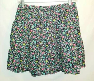 Gap Kids Girls Skater Skirt Black Multicolor Floral Pull On Lined  XXL 14/16 - Picture 1 of 4