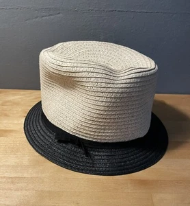 Women’s J. Crew Paper Straw Panama Bucket Hat with Black Ribbon - Picture 1 of 4
