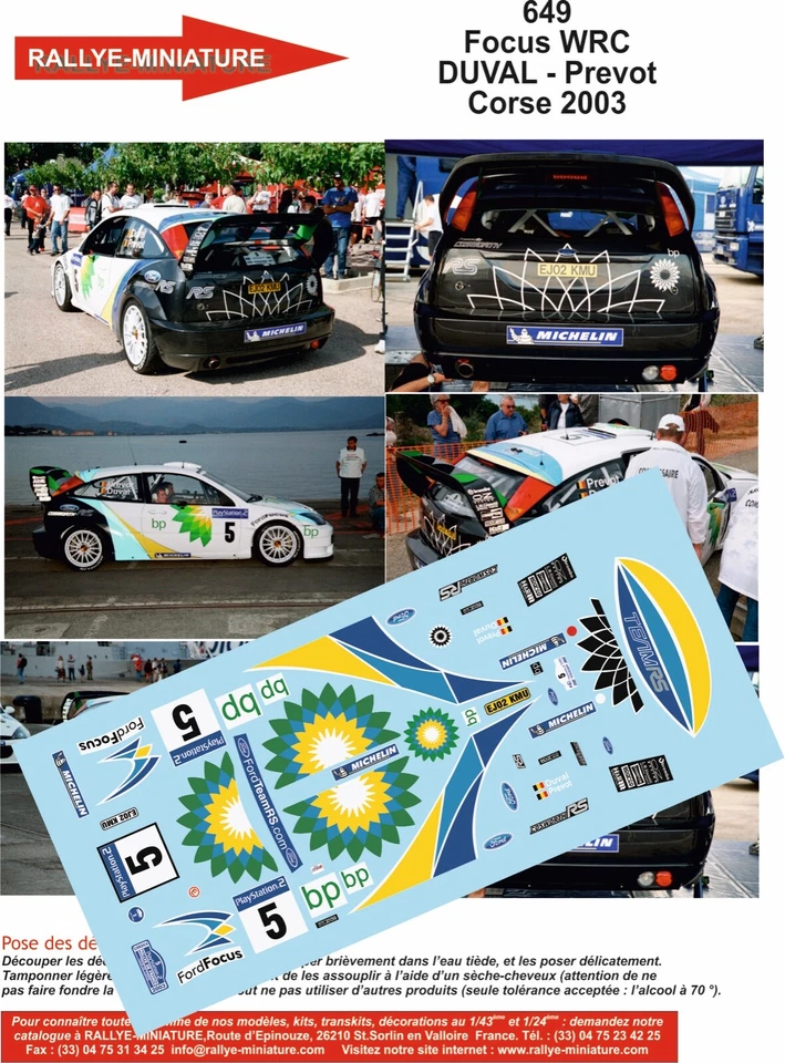 DECALS 1/43 REF 0649 FOCUS DUVAL TOUR DE CORSE 2003 WRC RALLYE RALLY FRANCE - Photo 1/1