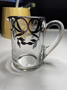 Vintage Glass Creamer With Silver Etched Overlay - Picture 1 of 4