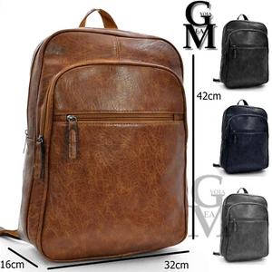 GM italy zainetto UNISEX zaino zip cerniera pelle passeggio viaggio capiente - Foto 1 di 13