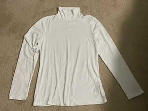 Misses Women's Solid High Neck Slim Fit Long Sleeve Basic Tee Top White Size L - Picture 1 of 2