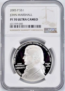 2005 JOHN MARSHALL Silver Dollar NGC PF70💥FLAWLESS QUALITY💥 - Picture 1 of 5