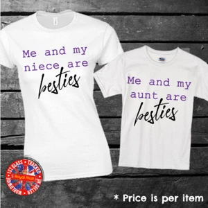 Besties Auntie - Niece Matching T-Shirt Set Bodysuit Ladies Girls Gift  - Picture 1 of 1