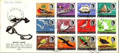 1964 British Pitcairn Island Full Stamp Set First Day Cover HMS BOUNTY Anchor - Image 1 of 2
