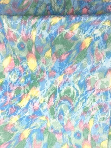 Vintage Polyester Shiny Fabric Pastels 36" W x 2 Yds 1990's - Picture 1 of 4