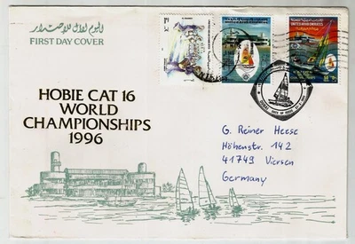 UAE FDC 1996 'Hobie Cat 16 World Championship' First Day Cover, used and sent to - Image 1 of 2