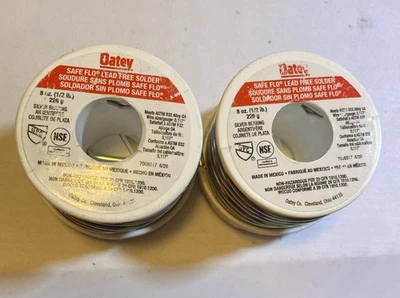 Lote de 2 OATEY Safe Flo 8 oz. Fio de solda prata sem chumbo, # 29024 - Imagem 1 de 3
