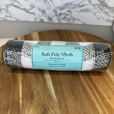 Soft Poly Mesh Weatherproof 10” X 6 Yard Hobby Lobby Plaid Black And White - Image 1 of 4