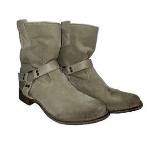 Botas de Motociclista Sundance Verde Salvia Gamuza Envejecidas Hippie Boho Talla 39 - Imagen 1 de 15
