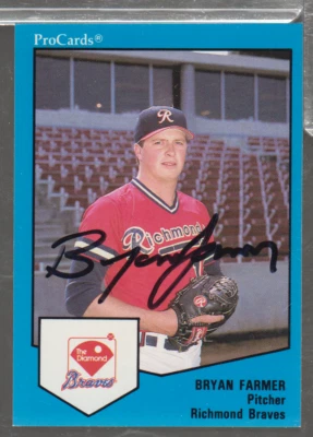 Bryan Farmer Braves Autographed 1989 Pro Cards #834 w/COA 092923NPCD194 - Image 1 of 2
