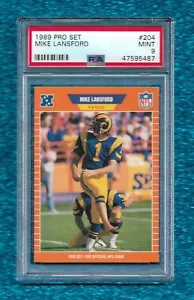 1989 PRO SET #204 MIKE LANSFORD PSA 9 MINT POP 1 ONLY 1 HIGHER RAMS WASHINGTON - Picture 1 of 1